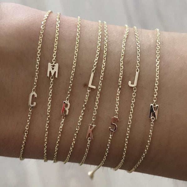 Single Letter Gold Bracelet