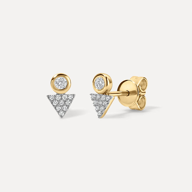 Diamond Bezel + Pave Triangle Studs