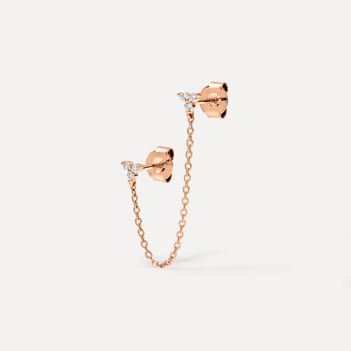 Double Mini Triple Diamond Chain Earrings