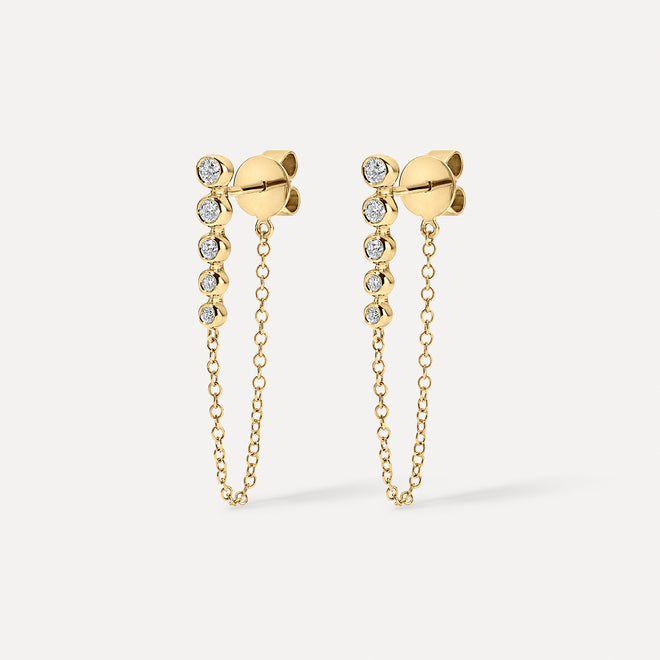 Graduated Diamond Bezel Chain Earrings