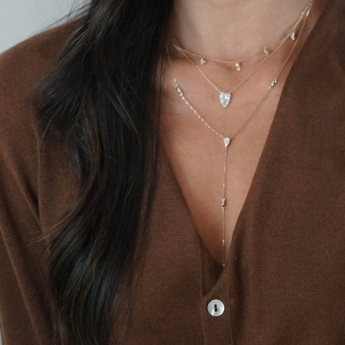 Pear + Marquise Lariat Necklace