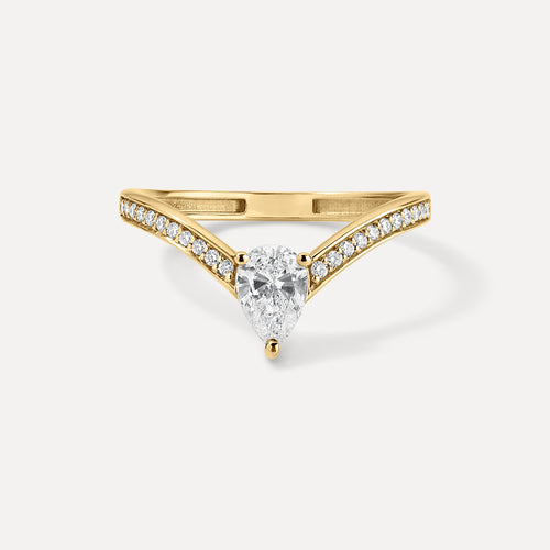 Diamond Pear V Ring