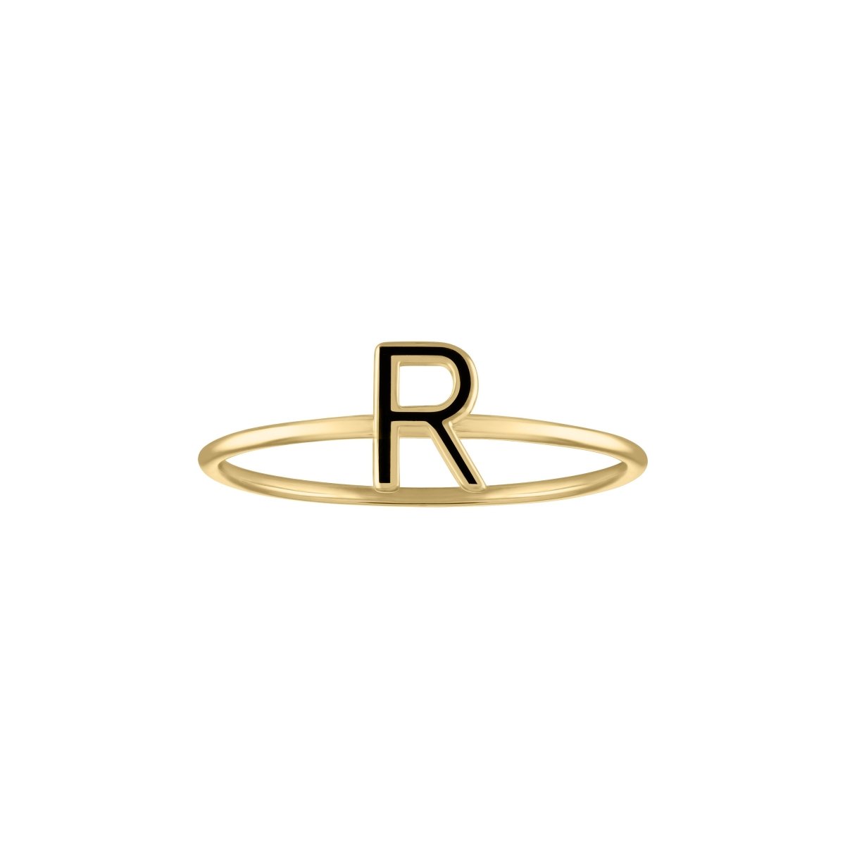 Sterling Silver 'R' Initial Hammered Band Ring - Gold Plated – Fatima's  Fine Jewelry