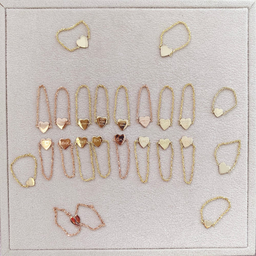 Mini Heart Chain Ring | Kelly BellO Design 14K Rose Gold / 6.5